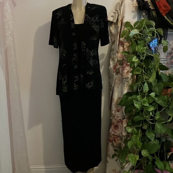 Vintage Dress R&M Richards Long Sleeveless & Short Sleeve Coat with glitter - Picture 2 of 16